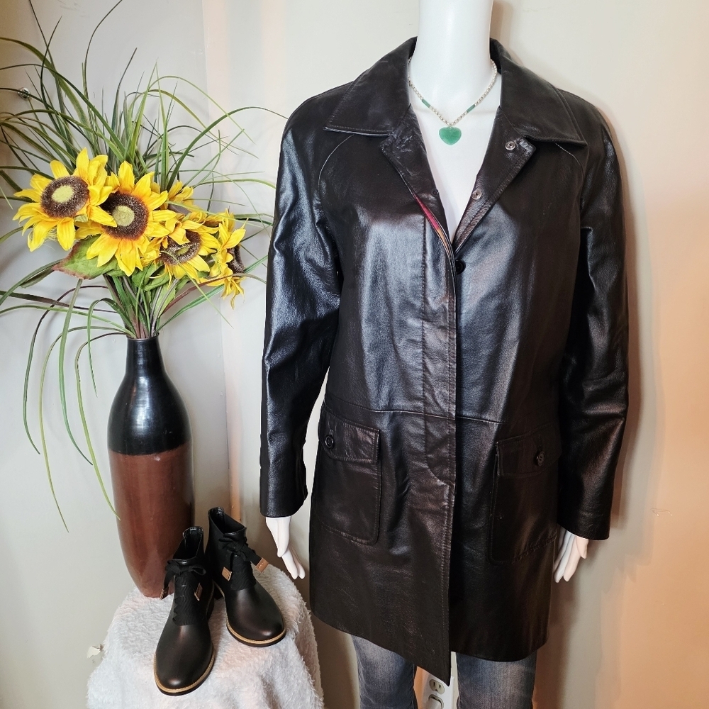 Vintage Newport News Black Leather Coat